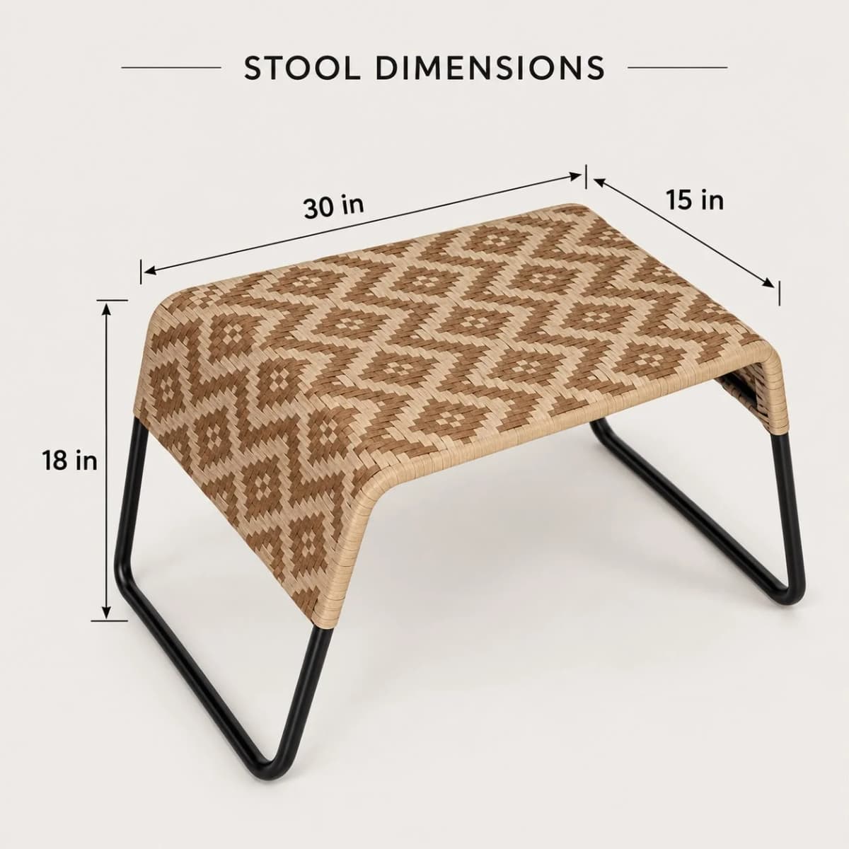 Geometric Woven Rope Stool dimensions