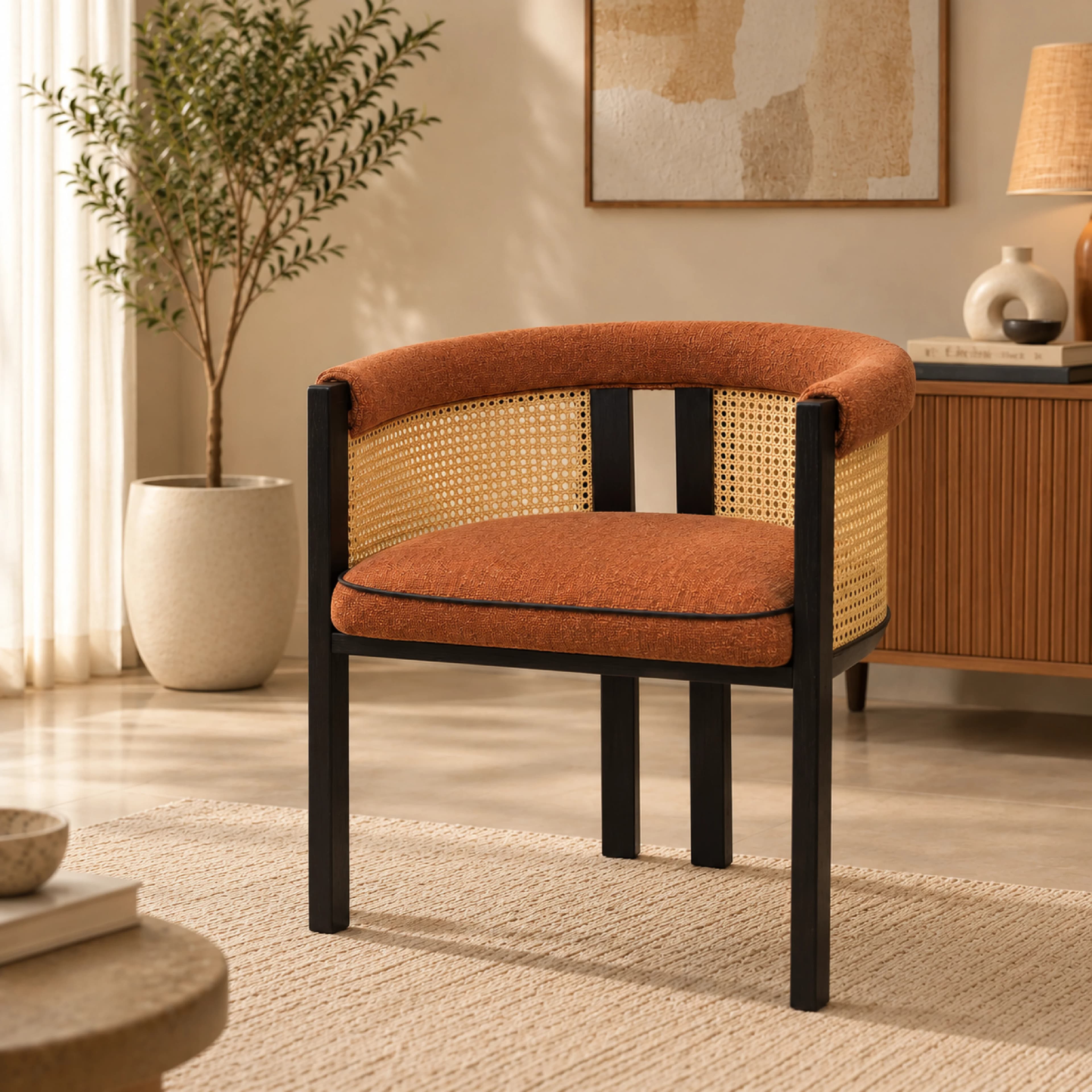 Cane Back Accent Chair